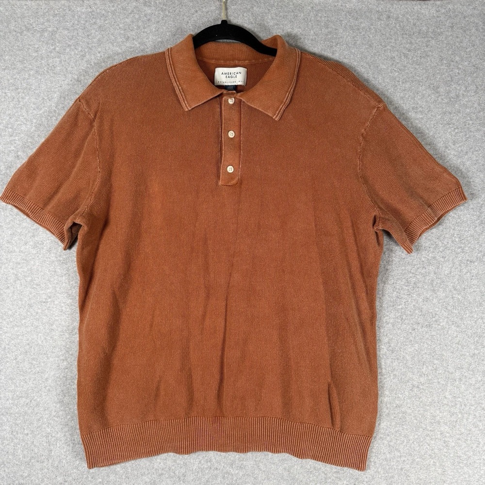 Amercian eagle polo mens small orange short sleeve cotton